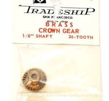 26 Tooth Brass Crown Gear Slot Car Tradeship 1/8" Shaft 0.5 Module + Set Screw