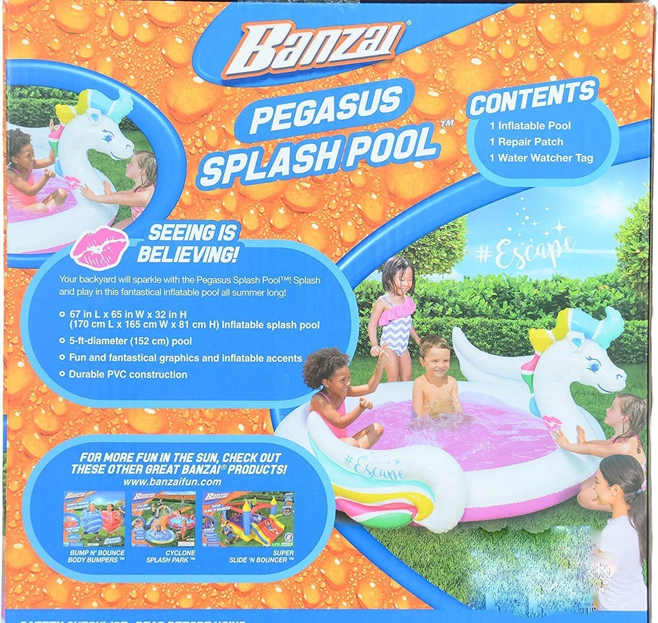 BANZAI PEGASUS ESCAPE SPLASH POOL 67" L X 65" W X 32" H - BRAND NEW UK SELLER - Image 2 of 3