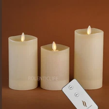 Luminara Flameless Unscented Paraffin Wax Candle Ivory with Remote Mobile Wick  