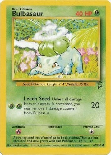 Pokémon TCG - Bulbasaur - 67/130 - Common - Base Set 2 [Moderately Played]