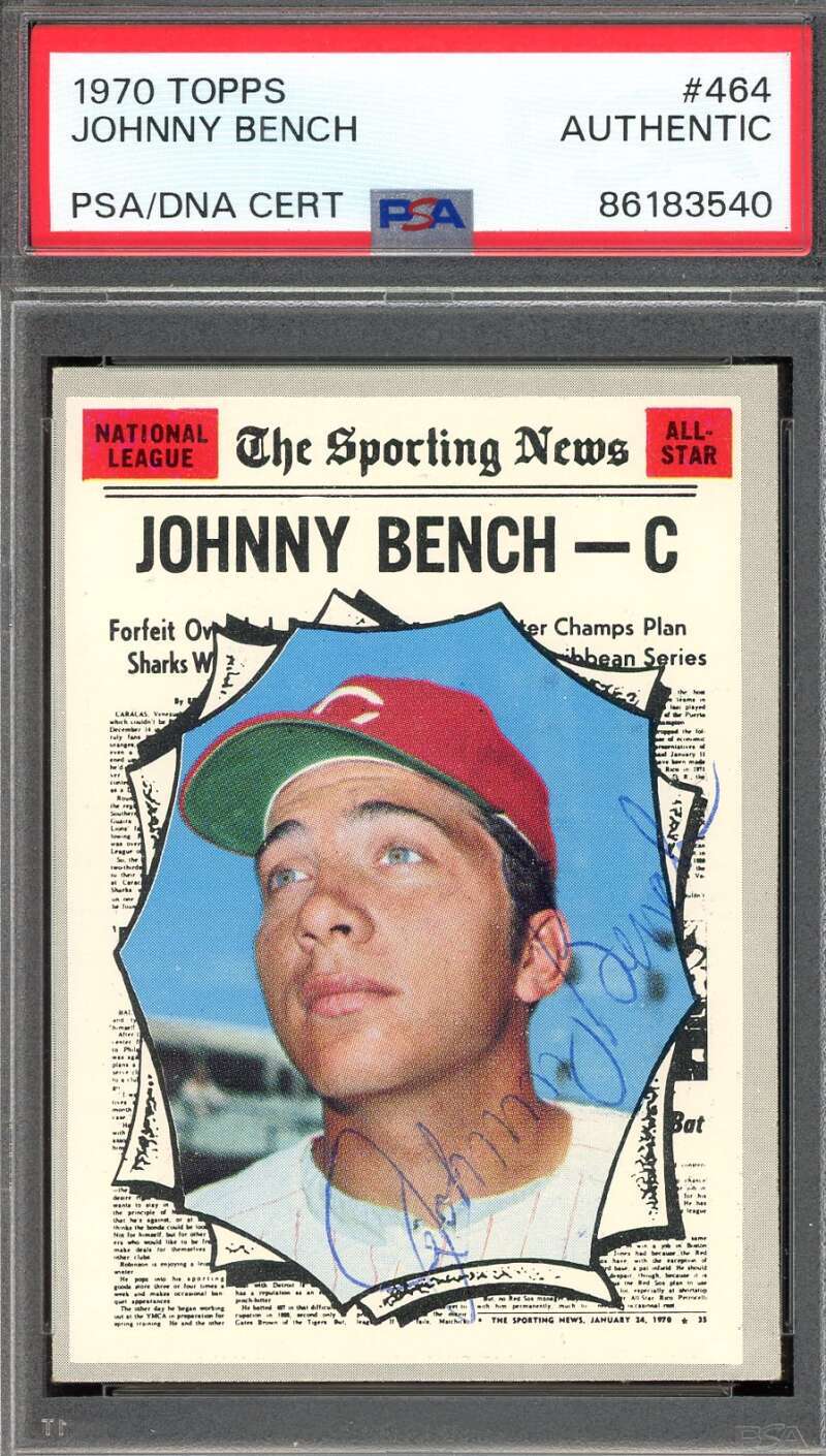 Johnny Bench PSA DNA Vintage Signed 1970 Topps All Star Autograph