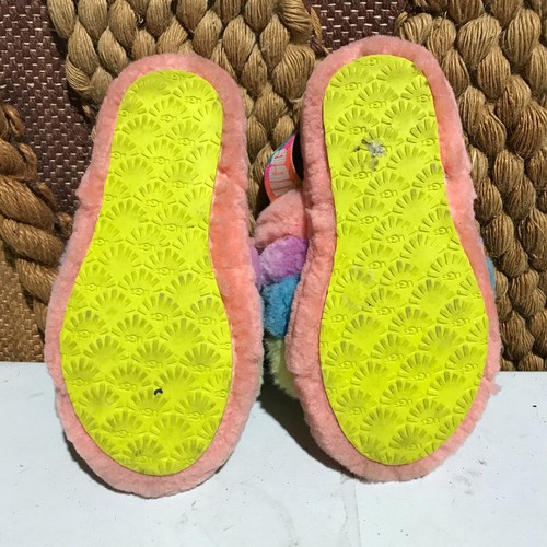 UGG FLUFF YEAH SLIDE LITTLE KID SIZE 13K PEACH BLISS MULTI SLINGBACK WOOL SANDAL - Picture 9 of 9