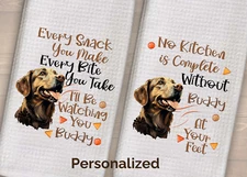 Golden Lab Dish Towels Personalized Set of2 handmade dog tea kitchen  towel gift