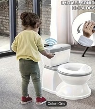 Baby Toilet Trainer Mini Potty Gray Simulated Flush Sound Storage Compartment