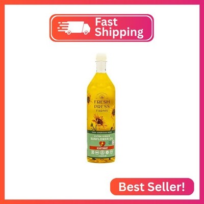 Fresh Press Farms Cold Pressed Extra Virgin Sunflower Oil, 33.8 Fl Oz, High Olei