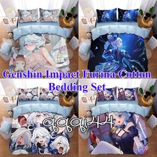 Genshin Impact Furina Cotton Quilt Cover Bedding Set Pillowcase Kids Xmas Gifts