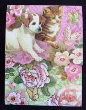 Punch Studio Discontinued Vintage Jeweled Note Pad Flowery Pets Dog & Cat 64549