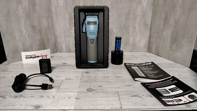 BaBylissPRO FXONE FX8022B Cordless Hair Clipper Kit Blue/Gray Square Blade