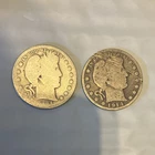 2x Barber Half Dollar 50C 90% Silver Lot 1894-S & 1914-S.