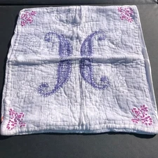 Anthropologie Euro Pillow Sham Indian Cotton Grey White Blue 26" x 26"