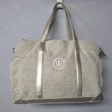 Pottery Barn Kid's Linen Classic Diaper Bag Trendy Linen Gold MSRP 199