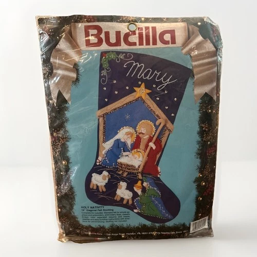 Vintage 1991 Bucilla Holy Nativity Christmas 18" Felt Stocking Kit  82825 Sealed