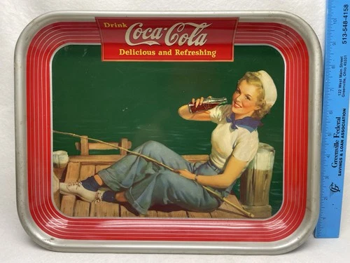 Rare Vintage 1940’s Coca-Cola "Sailor Girl" Metal Serving Tray