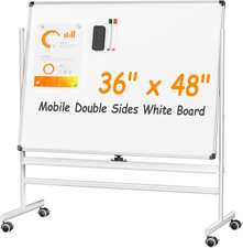 Rolling Whiteboard, 48 X 36 Inches Double Side White Board Dry Erase on Wheels,