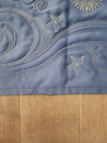 Small Gold Thread Compass Rose Embroidered Quilt - Picture 4 of 6