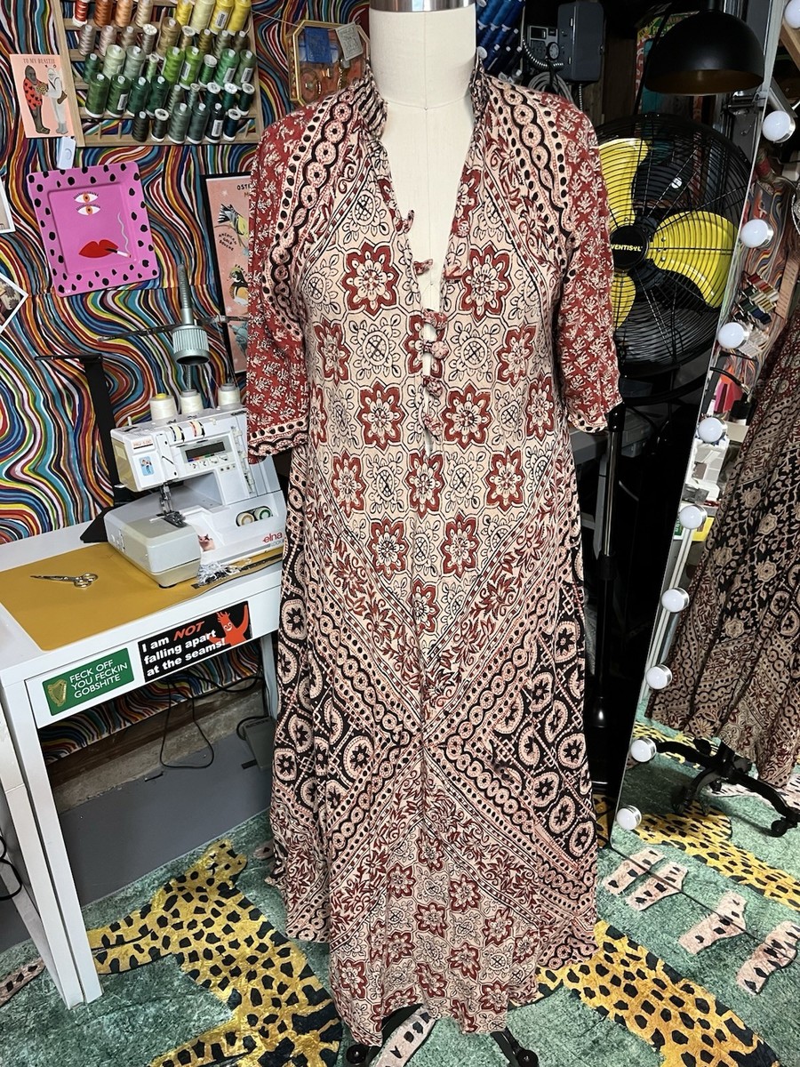 Vintage 70's Indian Printed Cotton Maxi Dress | eBay