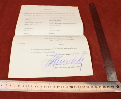 Dokument Taufschein Abschrift m. Stempel 9. Preuss. Reit Reg Fürstenwalde 1934