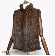 Men's Real Best Mink Fur Vest Jacket Winter Warm Waistcoat Zipper Pocket Brown