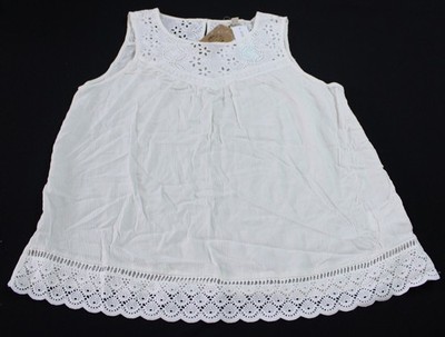 Mason & Belle Women's Callie Lace Detail Tank Top EJ3 Off White Medium NWT