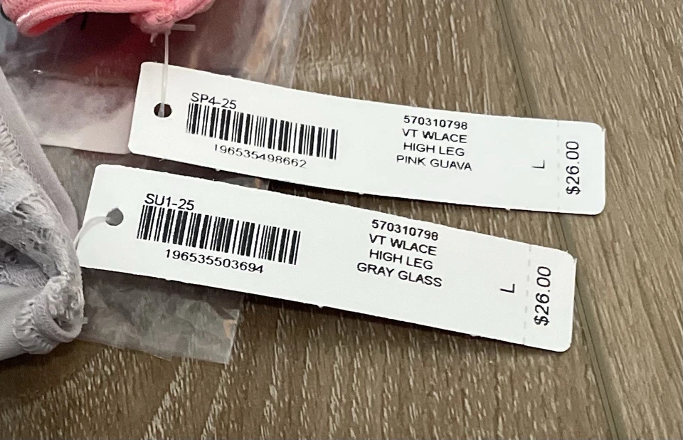 SOMA 大号 VANISHING TUMMY 高腿 带花边 GUAVA & 灰色 PANTY BRIEFS 批量 2 件 全新 — 第 2/3 张图片