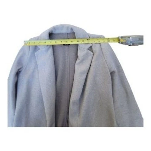 Abrigo largo para mujer ZARA pequeño mediano gris claro frente abierto mezcla de lana (C1Rack) Foto 4 de 4