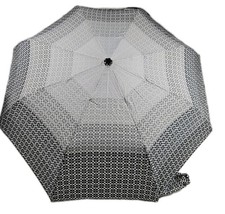 Coach Umbrella Black Grey Signature C Print Travel Compact Foldable Rain Ombre