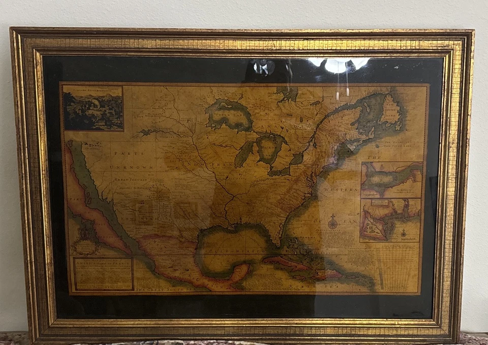 Америка заявлена Францией H Moll 1720 обратная картина на стекле - Изображение 2 из 4