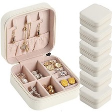 Travel Jewelry Case Bridesmaid Gifts Box,Pack Small Jewelry Box Mini 6 White