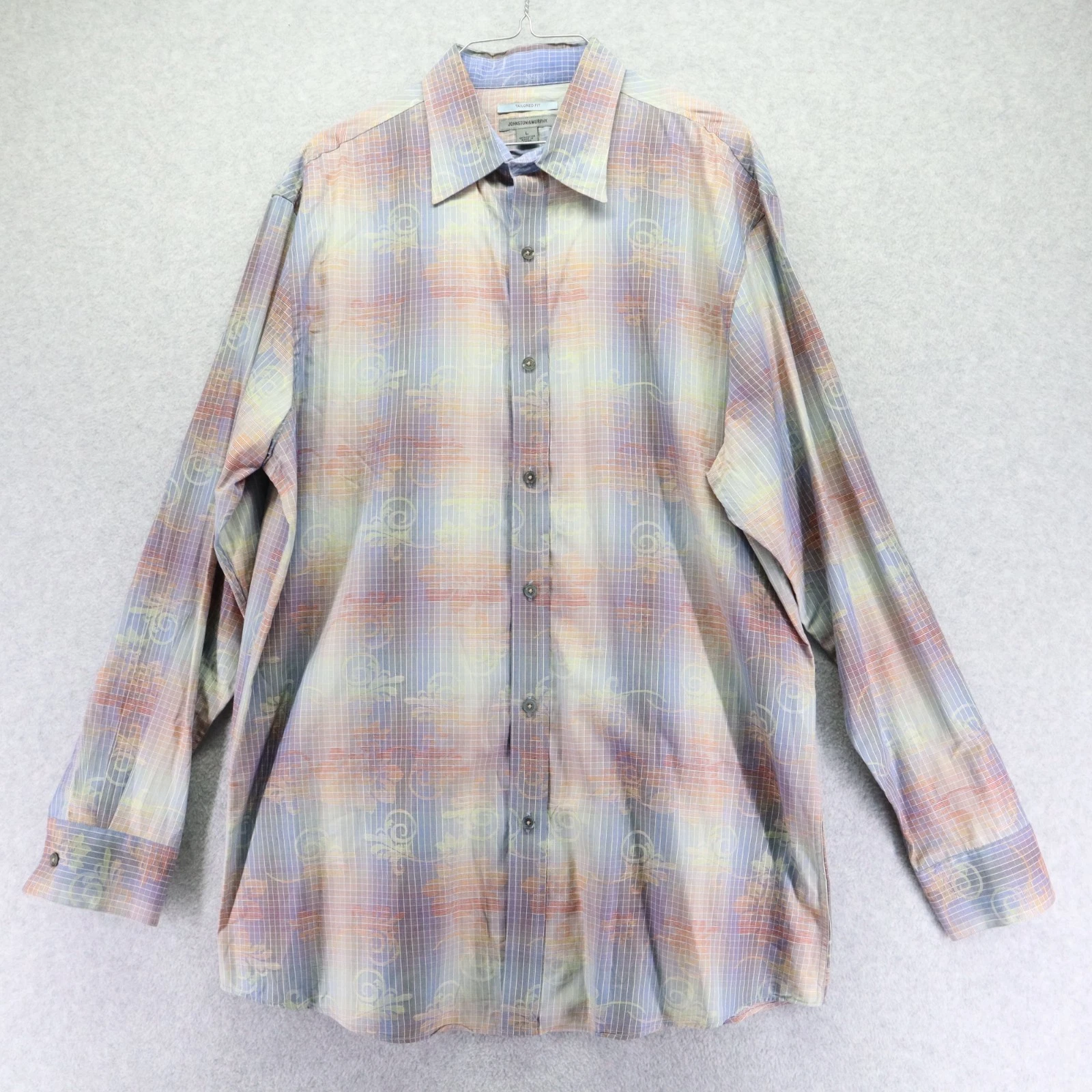 Johnston & Murphy Shirt Mens Large Tailored Fit Casual Button Floral Long Sleeve