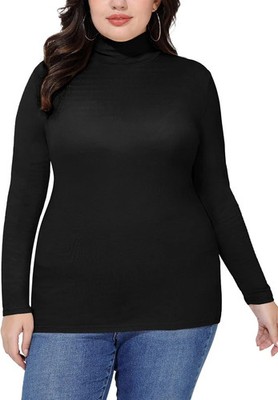 Plus Size Womens Turtleneck Long Sleeve  Stretch is comfort Layer Top Sz 4XL