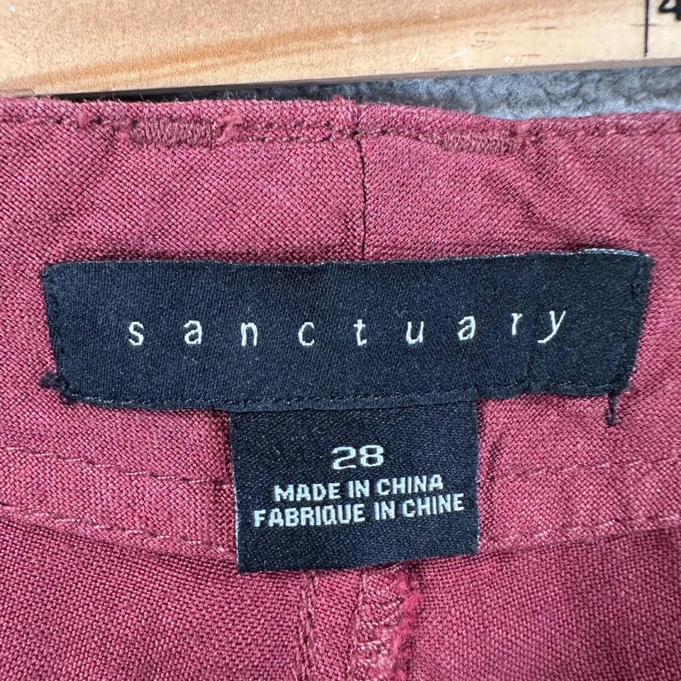 Sanctuary Linen Blend Burgundy Cargo Shorts Women's 28 Flat Front Pockets 3" Ins - Image 4 of 4
