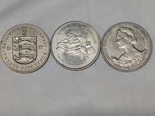 3 x Guernsey 25p twenty five pence crown coins : 1972 1977 1980