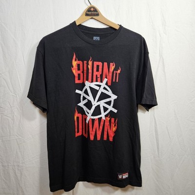 WWE Burn It Down Shirt Mens Large Seth Rollins Wrestling Tee Authentic Wear