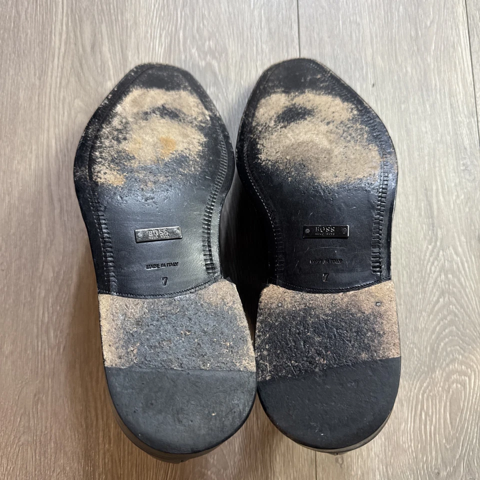 Оксфорды смокинги Hugo Boss блестящие черные лакированная кожа размер 7 официальный свадебный смокинг - Изображение 3 из 4