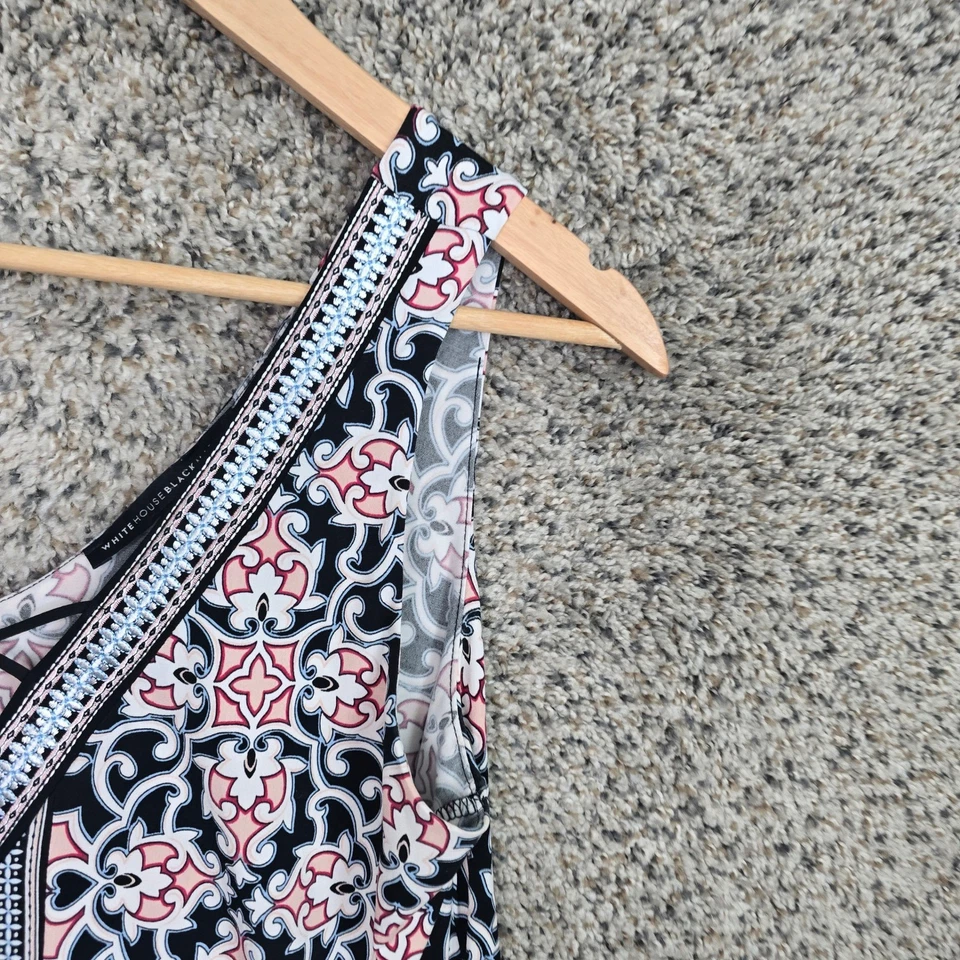 Blusa de la Casa Blanca Mercado Negro para mujer pequeña cuello en V sin mangas estampado floral Foto 2 de 4