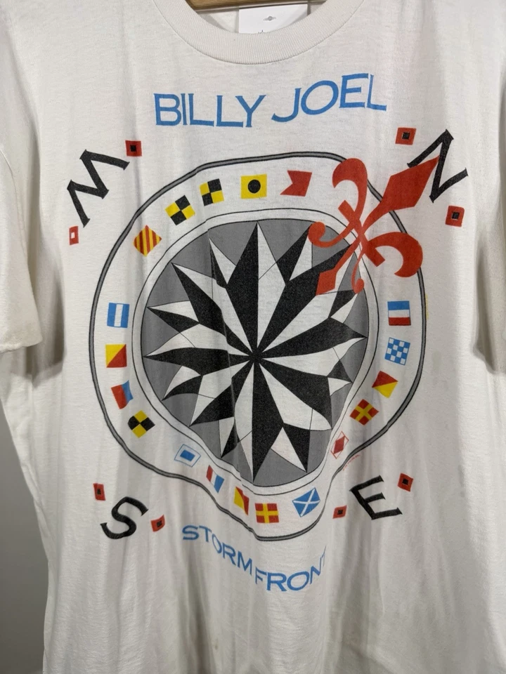 Vintage 1989 Billy Joel Storm Front Tour Band T-Shirt Size XL Single Stitch USA - Image 2 of 4