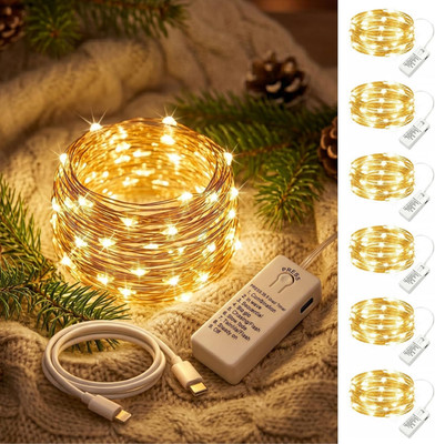 6 Pack USB Rechargeable Twinkle Fairy Lights with Timer 7ft 20 LED Waterproof