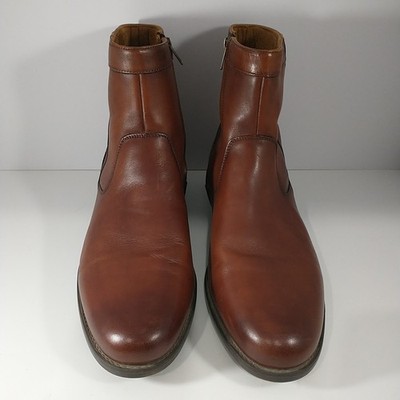 Florsheim Midtown Boot Zip Plain Toe Cognac Genuine Leather Mens