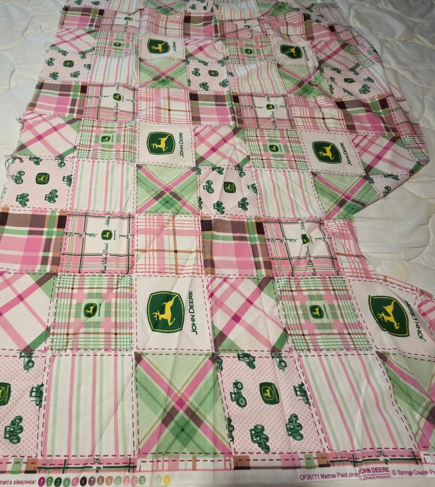 Tela John Deere Madras Cuadros Rosa CP26771 Algodón Patchwork Diseño 23" x 44" Foto 2 de 2