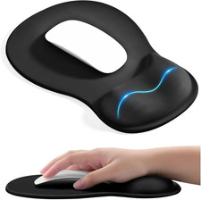 Ergonomic Mouse Pad with Gel Wrist Rest Support Middle Concave Design, Relieve W