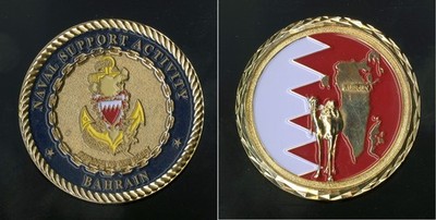 CHALLANGE COIN NAVAL SUPPORT ACTIVITY BAHRAIN CAMEL & MAP REVERSE