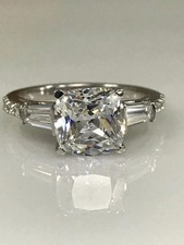 2.60 Ct Cushion Cut Lab Created Diamond Engagement Wedding Ring 14K White Gold