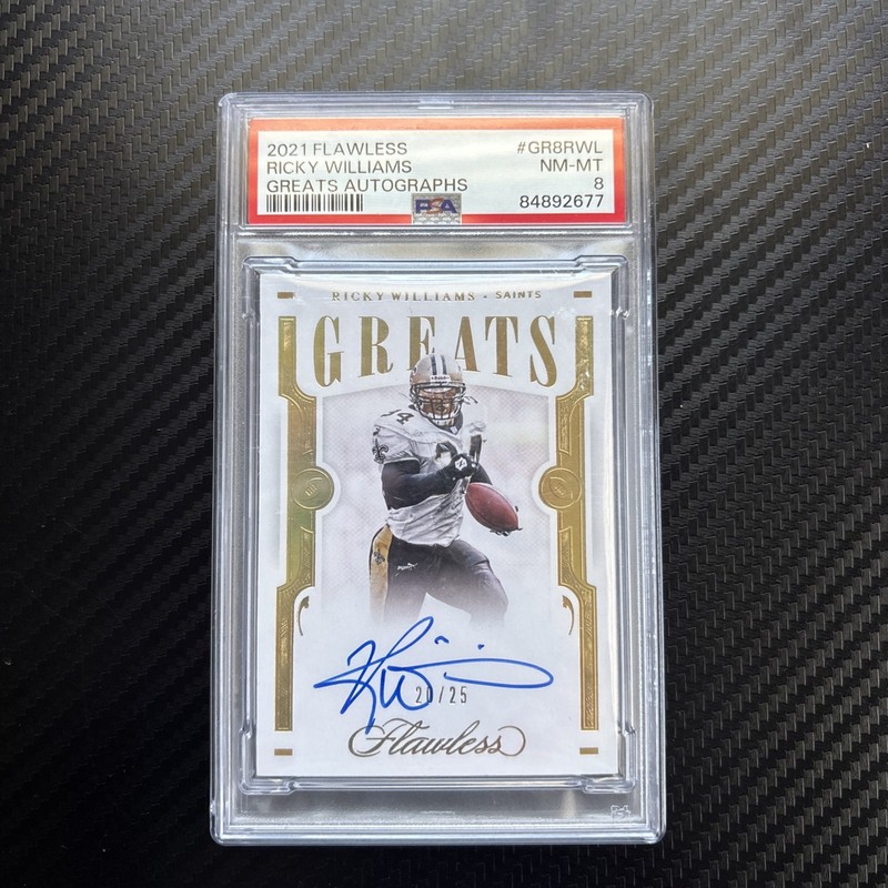 2021 Panini Flawless - Greats Autographs Ricky Williams #GR8RWL Saints PSA 8
