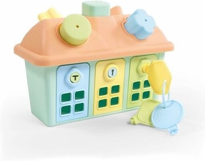 Dolu Formsortierer Happy House abschließbare Türen Kleinkind Kinder Gebäude mehrfarbig