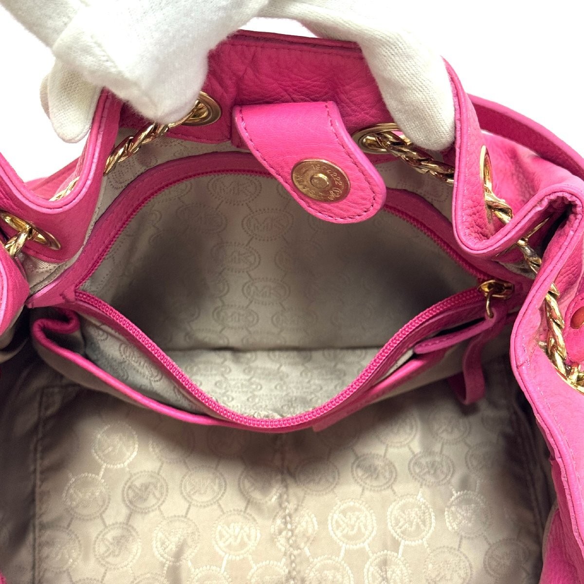 Michael Kors Jet Set Tote Bag Handbag Shoulder Bag Pink Gold Leather  MK Charm M thumbnail 8