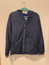 Lands' End Unisex Kids Blue Speckled Hooded Full Zip Jacket XL 14-16 Poly