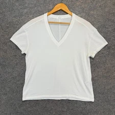 Rag & Bone Shirt Blouse Womens Small Slub Knit V Neck White Tee Relaxed Shirt