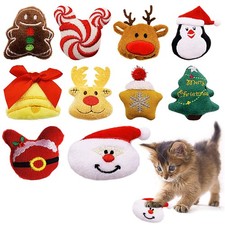 10 Pcs Christmas Cat Catnip Toys for Indoor Cats Interactive Xmas Plush Stuff...