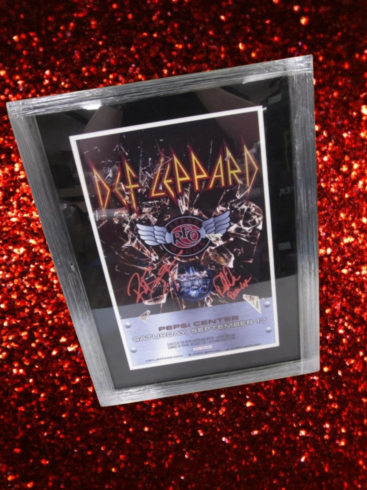 HTF Def Leppard Autographed Signed Tour Poster Photo Phil Collen Rick Savage COA