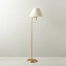 Pleated Shade Metal Floor Lamp Cream/Brass (Includes LED Light Bulb) - Hearth